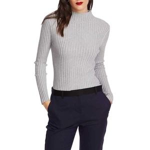COURT AND ROWE Metallic Mock Neck Ribbed Sweater